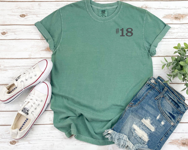 Personalized Number Embroidered Comfort Color Tee