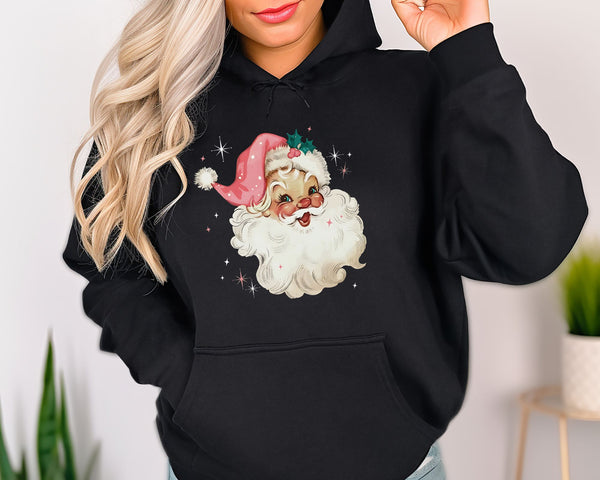 Cozy Holiday Hoodie with Retro Santa Design