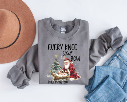 Every Knee Shall Bow Santa Christmas Sweatshirt