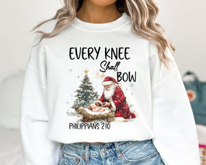 Every Knee Shall Bow Santa Christmas Sweatshirt