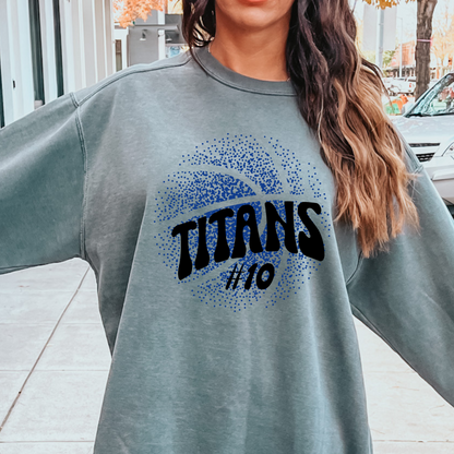 New Font Faded Basketball Comfort Color Sweatshirt