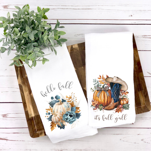 Hello Fall Pumpkin Tea Towels