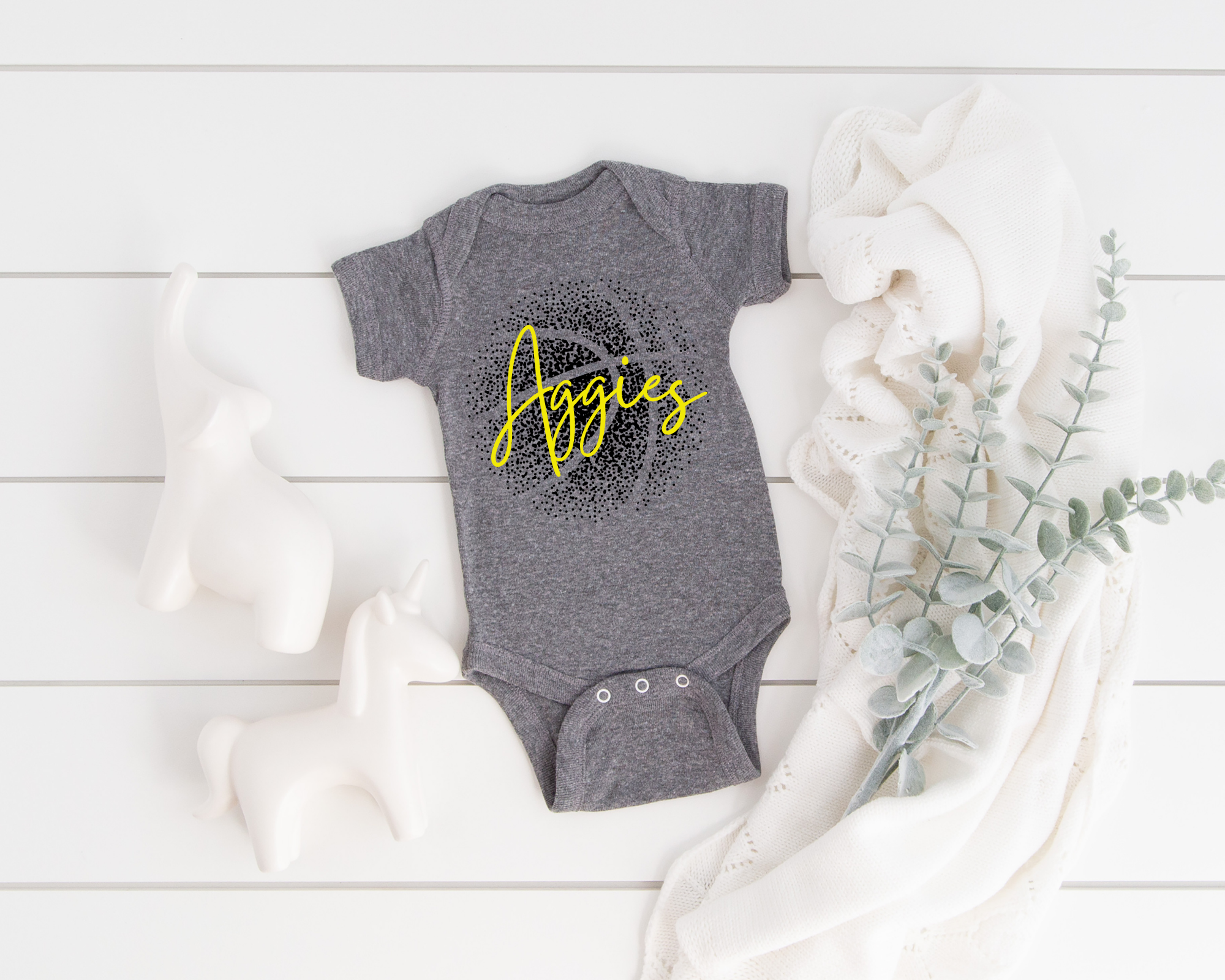 Personalized Faded Basketball Baby Bodysuit