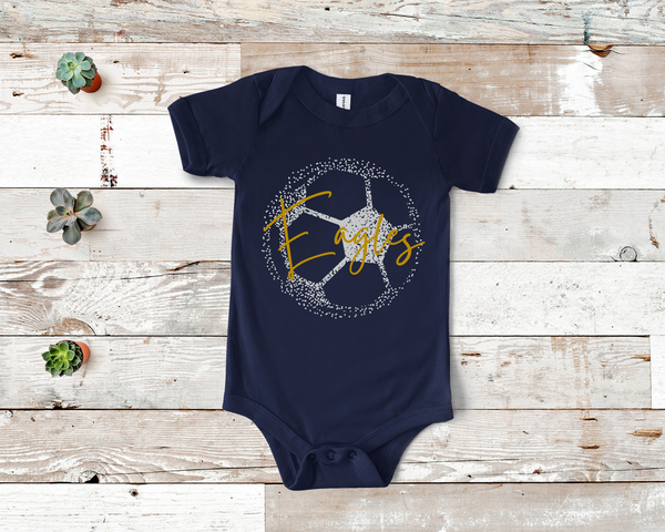 Personalized Faded Soccer Ball Baby Bodysuit