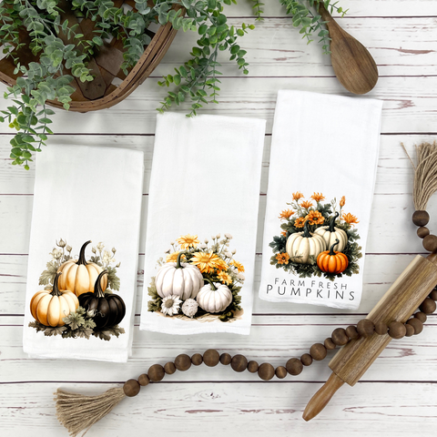 Black and White Pumpkin Tea Towels