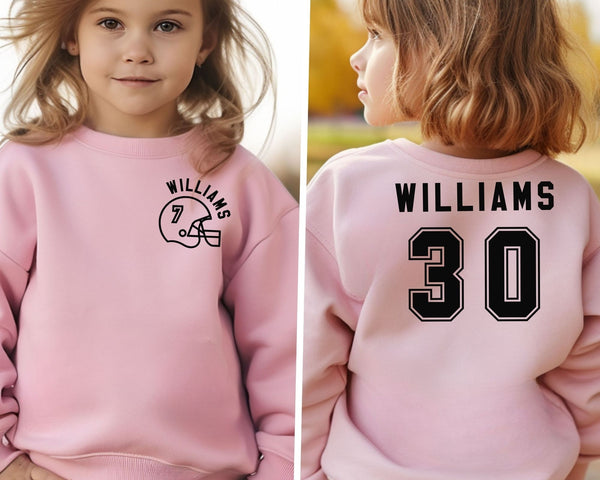 Name and Number Football Sweatshirt Youth Size