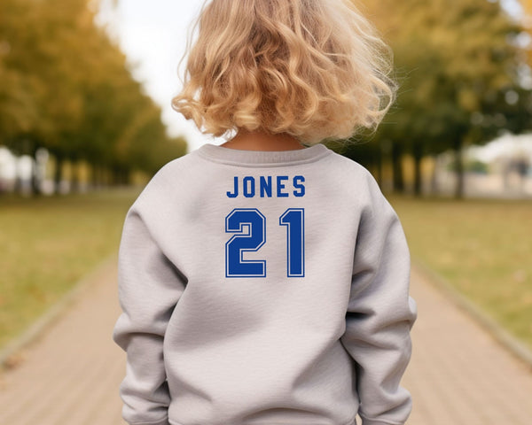 Name and Number Football Sweatshirt Youth Size