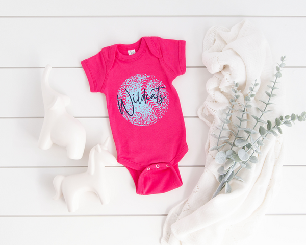 Personalized Faded Softball Baby Bodysuit