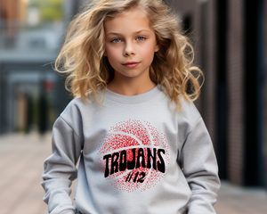 New Font Faded Basketball Sweatshirt Youth Size