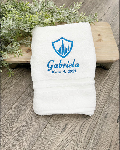 Custom Embroidery Temple Classic Baptism Towel
