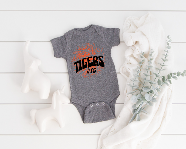 New Font Faded Basketball Baby Bodysuit