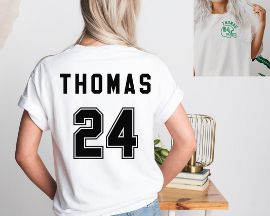 Custom Name and Number Football Comfort Color Tee