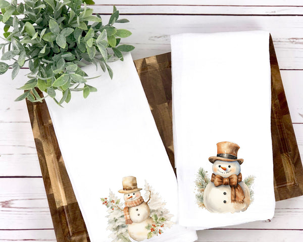 Rustic Snowman Tea Towel