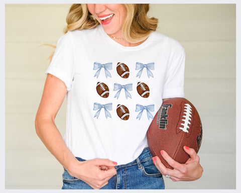 Bows and Footballs Grid Tee