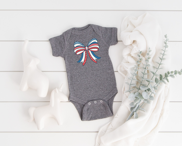 4th of July Bow Baby Bodysuits