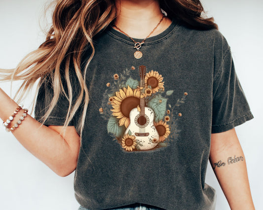 Sunflower Guitar Country Music Tee