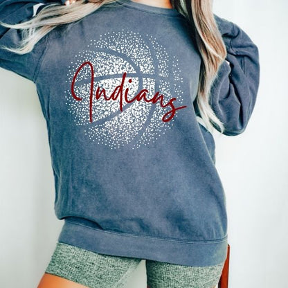 Personalized Faded Basketball Comfort Color Sweatshirt