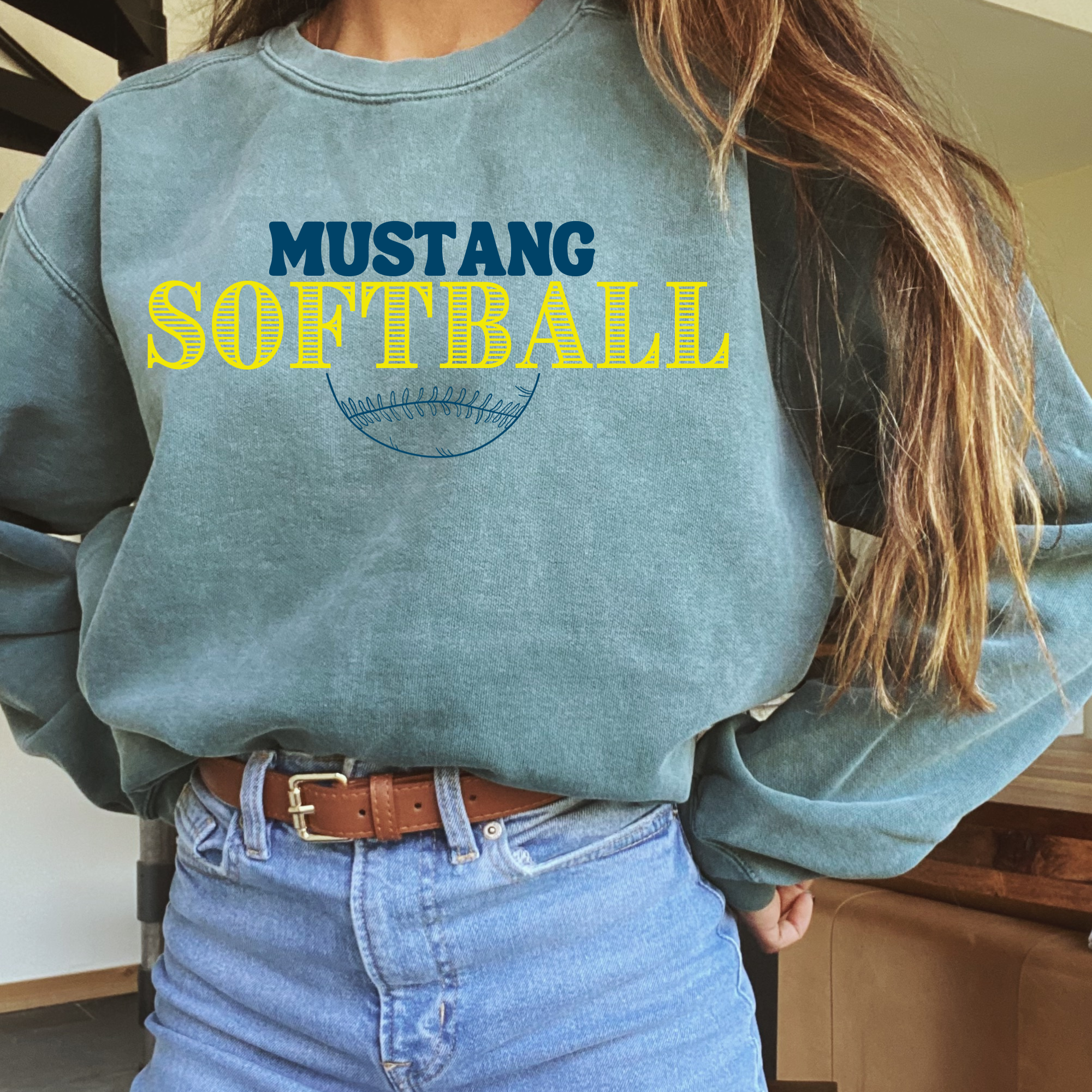 Custom Softball Comfort Color Sweatshirt