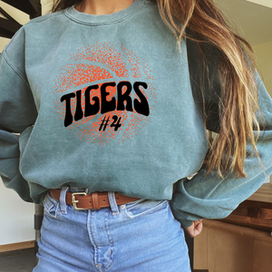 New Font Faded Basketball Comfort Color Sweatshirt