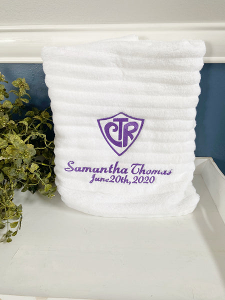 Personalized Embroidery CTR Ribbed Baptism Towel