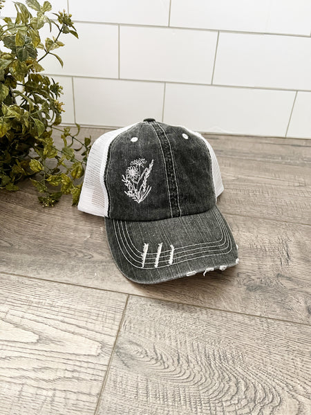 Custom Embroidered Wildflower Hat