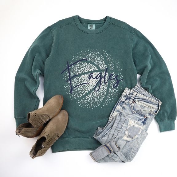 Personalized Faded Basketball Comfort Color Sweatshirt
