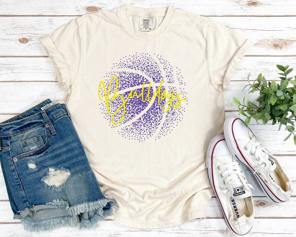 Personalized Faded Basketball Comfort Color Tee