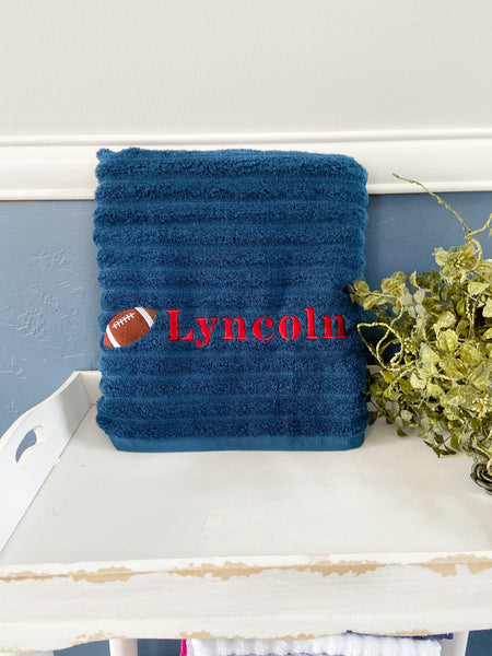 Custom Embroidery Football Bath Towel