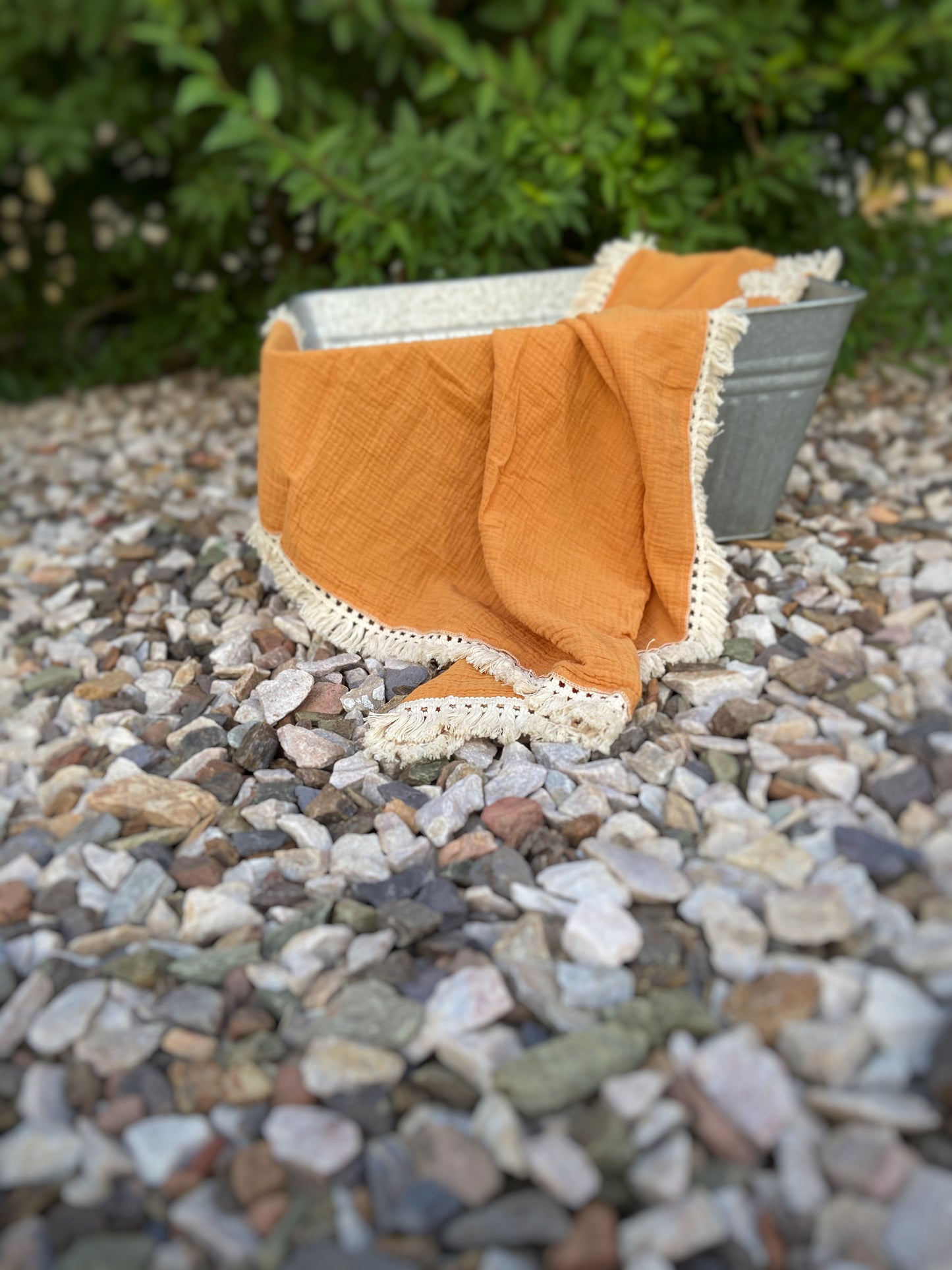 Custom Mustard Muslin Blanket with Embroidery